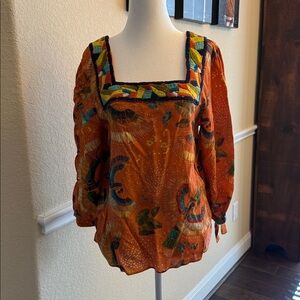 FARM Rio Bianca Multicolor Embroidered Blouse Women's Small